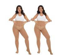 CozyWow Medias elásticas para mujer, semiopacas, tallas extragrandes, XL - 4XL, 2x Color de piel (80D), XXL
