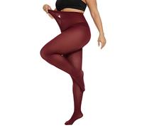 CozyWow Medias elásticas para mujer,semiopacas,tallas,Vino tinto 4XL