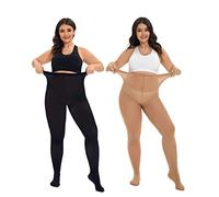 CozyWow Medias elásticas para mujer, semiopacas, tallas XL-XXL, Negro+Color de la piel(80D), XXL