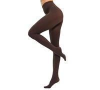 CozyWow Medias sem opacas en color liso para mujer 80D Marrón 2XL-3XL
