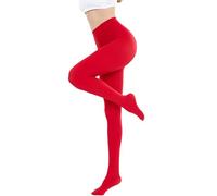 CozyWow Medias sem opacas en color liso para mujer 80D Rojo 2XL-3XL