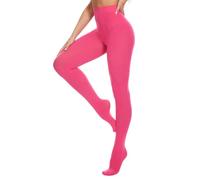 CozyWow Medias sem opacas en color liso para mujer 80D Rosa Caliente 2XL-3XL
