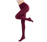 CozyWow Medias sem opacas en color liso para mujer 80D Vino Rojo 2XL-3XL