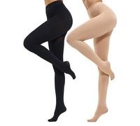 CozyWow - Medias semiopacas 80D para mujer, negro/beige, XXL/3XL