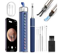 CozyZen Herramienta de eliminación de cera de oído S5 con cámara de 10 MP, pinzas omnidireccionales, otoscopio HD 1080P, 12 cucharas de oídos, limpiador de oídos inalámbrico para iOS y Android con luz
