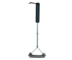 Cozze® cepillo de limpieza para barbacoa - acero inoxidable - 30 × 6 × 40 cm - cepillo resistente con mango de PP y correa de cuero - ideal para parrillas y barbacoas