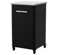 cozze® | Cocina Exterior 60 Alta H110 cm | Encimera de Acero Inoxidable SS430 | Diseño Modular | 1 Puerta con Soporte para bombona | 6 Ganchos | Ruedas Ø75 mm | Estructura de Acero Lacado Negro