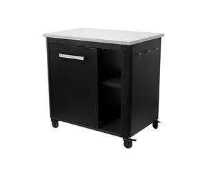 Cozze® Cocina Exterior 90 con encimera de Acero Inoxidable - Mesa de preparación Modular con almacenaje, Soporte para bombona, Ganchos y Ruedas, Carga máx. 100 kg