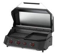 Cozze® G-800 COMBO - Barbacoa de gas de 3 quemadores con placa de parrilla - 50 mbar - Parrilla exterior con 9,5 kW de potencia y termómetro digital - Incluye regulador de presión y rejilla de