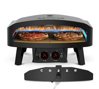 Cozze® Horno Pizza a Gas 24" Edición Negra | XXL con Doble Piedra Pizza Horno para 60cm, Horno para Pizza de Exterior Negro Mate