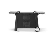 Cozze® Mesa premium para serie 800 - Soporte para Plancha 800, estantes laterales abatibles, 6 ganchos, mesa BBQ con ruedas, acero negro