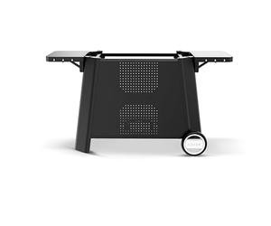 Cozze® Mesa premium para serie 800 - Soporte para Plancha 800, estantes laterales abatibles, 6 ganchos, mesa BBQ con ruedas, acero negro