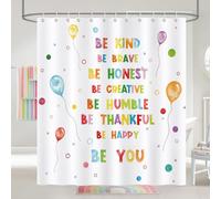 COZZSNUGE Cortina de Ducha Frases Inspiradoras, Cortina de Baño Niños Colorido Globo Positivo 183 x 183 cm Poliéster Impermeable Resistente al Moho con 12 Ganchos
