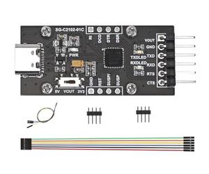 CP2102 USB to UART TTL Serial Converter, USB Type-C Adapter Module, 3.3V/5V Switchable, with TX/RX/Power LED, Compatible with Windows/Linux/macOS, for Arduino and Raspberry Pi