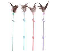 CPAOWEHF Juego de 4 juguetes para gatos, varita con plumas, juguete de interacción para ejercicio, caza, palo, mascotas, gatos, estrés, reduce a