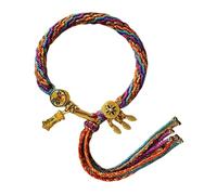 CPAOWEHF Pulsera tibetana tejida a mano para la suerte para mujer con coloridos patrones de reencarnación y diseños únicos