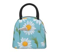 CPAQasg Bolsa de almuerzo con estampado de margaritas blancas en fondo azul claro, práctica bolsa de almuerzo aislada para el trabajo, escuela, picnic, viajes, rutina diaria