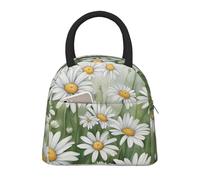 CPAQasg Bolsa de almuerzo con estampado de margaritas blancas, práctica bolsa de almuerzo aislada para el trabajo, escuela, picnic, viajes, rutina diaria