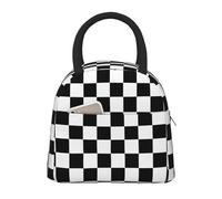 CPAQasg Bolsa de almuerzo con estampado de rayas blancas y negras y blancas, práctica bolsa de almuerzo aislada para el trabajo, escuela, picnic, viajes, rutina diaria
