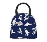 CPAQasg Bolsa de almuerzo con estampado de tiburón con varios gestos, práctica bolsa de almuerzo aislada, bolsa de comida, trabajo, escuela, picnic, viajes, rutina diaria