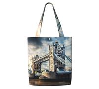 CPAQasg Bolsa de hombro de lona con estampado histórico de Old Tower Bridge de Londres, de gran capacidad, ligera, para viajes a la playa, uso diario