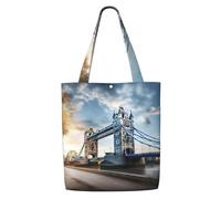 CPAQasg Bolsa de hombro de lona con estampado histórico de Old Tower Bridge de Londres, de gran capacidad, ligera, para viajes a la playa, uso diario