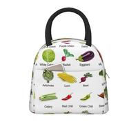 CPAQasg Introducción de varios vegetales con impresión conveniente bolsa de almuerzo aislada bolsa de comida para el trabajo, escuela, picnic, viajes, rutina diaria