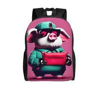 Cpaqasg Mochila impermeable de gran capacidad con estampado de cerdito para adultos, elegante, ligera, para senderismo o desplazamientos