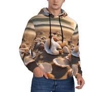 CPAQasg Seashell Landscape On The Beach - Sudadera con capucha para hombre, versátil y casual, para todas las estaciones, Negro, XL