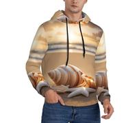 CPAQasg Seashell Landscape On The Beach - Sudadera con capucha para hombre, versátil y casual, para todas las estaciones, Negro, XXL