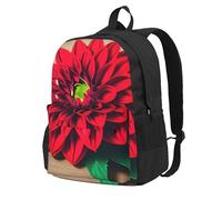 CPAQasg Tablero de madera retro con estampado de dalia roja, gran capacidad, unisex, resistente al agua, para senderismo, viajes, camping, viajes