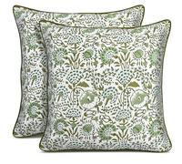 CPC - Fundas de Almohada Decorativas para sofá, 20 x 20 Pulgadas, para Sala de Estar, 100% algodón, Estilo Bohemio, para Exteriores, Fundas de Almohada de Flores o Mantas preparadas, Color Verde