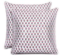 CPC - Fundas de Almohada para sofá, 100% algodón, Estampado de Bloques, Almohadas Decorativas para Sala de Estar, Funda de Almohada Bohemia 100% algodón, 20 x 20 Pulgadas, Zafiro Rosa