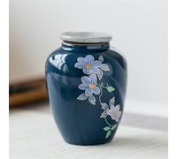 CPDDNGZMKK Memoriales para Mascotas Urna De Cremación De Porcelana De Esmalte Variable Pintada A Mano Urna De Cenizas De Mascotas De Cerámica Conmemorativa Caja funeraria(Blue)
