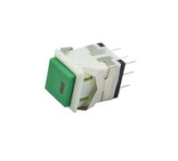 CPDHJMZO Interruptor pulsador momentáneo/de reinicio de 8 Pines con Tapa Cuadrada, 2NO, 2NC y lámpara, CA 3 A/250 V, 6 A/125 V(Green)