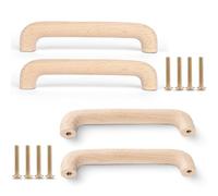 CPENG 4 tiradores de madera con tornillos, 128 mm, tiradores de muebles de madera con doble agujero, para puertas de armarios y cajones, muebles y herramientas de tirador de cocina