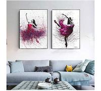 CPGG Impresiones artísticas Chica de baile Pintura en lienzo Decoración de pared para el hogar Impreso en HD Bailarina Bailarina Cuadros modulares Carteles de ballet e impresiones/40x60cmx2 Sin marco