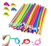 CPJJ 20 Soporte Lápices Flexibles en Color, Lápices Flexibles y Goma, Doblar Lapiz,5 rodillos para lápices Lápiz Curvador Duradero Lápices Mágicos para Niños, Colegios