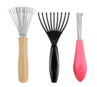 CPJJ 3Pcs Limpiador De Cepillos De Pelo,Herramientas De Limpieza De Cepillo De Pelo Peine Más Limpios,Limpiador De Peines Con Mango De Madera,Limpiador De Cepillos Para Pelo Uso En Casa Y Salón