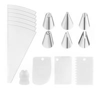 CPJJ Set de 16 Piezas Boquillas para Decoración de Pasteles Boquillas，Manga Pastelera Silicona, Boquilla para Decorar Tartas Pastel, Kit Reposteria, Reposteria Utensilios con Bolsa y Espátula -Blanco