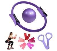 CPKONUUIP Kit de Pilates en Casa, Pilates Kit, Kit Pilates en Casa Incluye Aro Pilates, Pilates Ball and Resistance Band, Pilates Essential Kit para Fuerza, Flexibilidad, Estabilidad