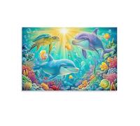 CPLVKWRQJ Amor delfín Pieza Única delfín Turtle Underwater Arte En Lienzo Arte Para Pared Resistente A La Decoloración Listo Para Colgar Sala De Estar Punto Focal Decoración 08x12inch(20x30cm)
