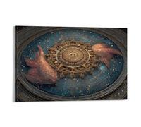 CPLVKWRQJ Arte cúpula astrología 1 Pieza Steampunk Diseño Celestial Lienzo Cocina Removible Fácil Focal 20x30inch(50x75cm)