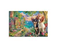 CPLVKWRQJ Chihuahua Kiss Soltero Sendero Costero de Chihuahuas Arte En Lienzo Arte De Pared Removible Decoración De Lienzo De Cocina Ahorrador De Espacio Listo Para Colgar 16x24inch(40x60cm)