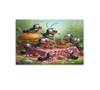 CPLVKWRQJ Fiesta de picnic de hormigas 1 Pieza Hormigas dibujo picnic Lienzo Infantil Removible 08x12inch(20x30cm)