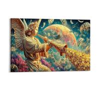 CPLVKWRQJ Flor de la mariposa Soltero Ángel Dinero Cielo Cósmico Arte En Lienzo Arte De Pared Removible Decoración De Lienzo De Cocina Ahorrador De Espacio Listo Para Colgar 08x12inch(20x30cm)