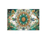 CPLVKWRQJ Gato Místico Pieza Única Bosque del Mandala Verde Impresiones De Arte Para Pared Pintura De Lienzo Para Dormitorio Listo Para Colgar Space Transformer Decoración 08x12inch(20x30cm)