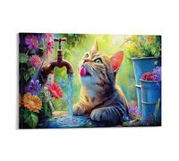 CPLVKWRQJ Gato Soltero Gato Colorful Fantasy Garden Decoración De Arte Para Pared Cuadro De Lienzo Regalo De Cumpleaños Dormitorio Fácil De Limpiar Decoración 20x30inch(50x75cm)