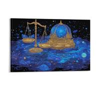 CPLVKWRQJ Símbolo de Escalas de Astrología Individual Libra dorada templo agua cósmica Lienzo Sala Estar Fácil 08x12inch(20x30cm)
