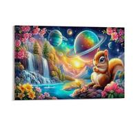 CPLVKWRQJ Squirel in Bloom 1 Pieza Squirel Cosmic Waterfall Pintura De Pared Enmarcada Impresión De Office Canvas Resistente A La Decoloración Space Transformer Listo Para Colgar 12x18inch(30x45cm)